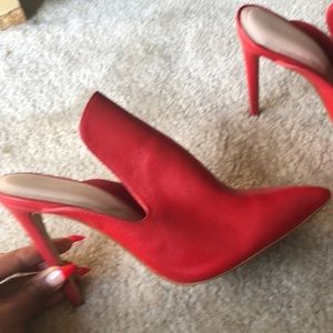 Red Aldo heeled Mules